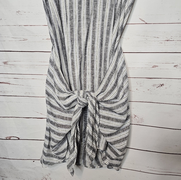 DREW Striped Morgan Tie Wrap Linen Blend Dress - Picture 5 of 11
